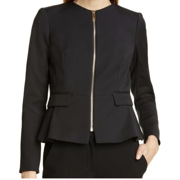Ted Baker Zameli Peplum Black Blazer Size 2 OfficeChic quiet luxury preppy - Picture 1 of 16